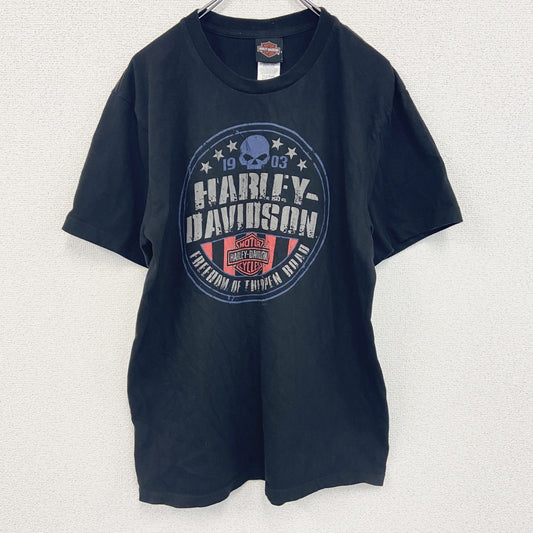古着 used　HARLEY DAVIDSON　ハーレーダビッドソン　半袖両面プリントTシャツ　USA製　黒　ブラック　Lサイズ
