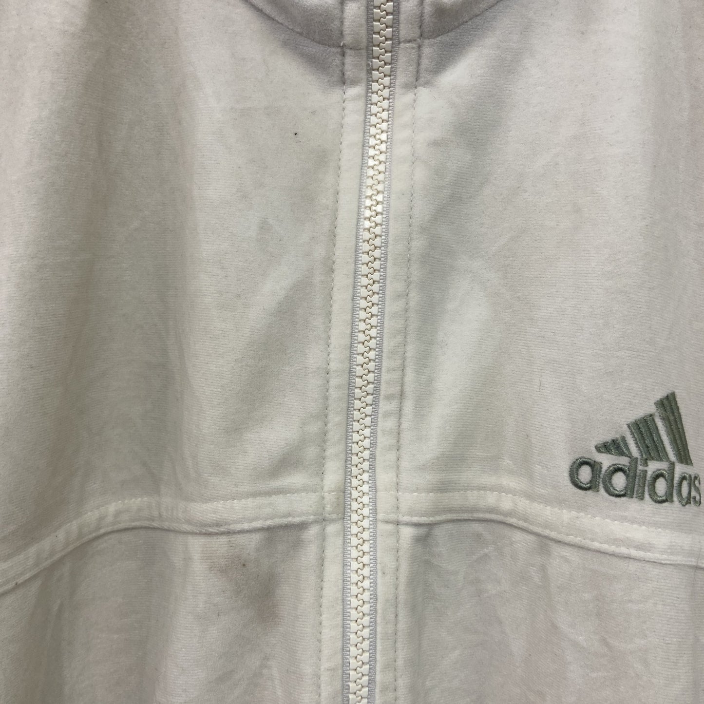 90s　adidas　アディダス　ベロアトラックジャケット/ジャージ　パフォーマンスロゴ　ヴィンテージ　白　ホワイト　Mサイズ