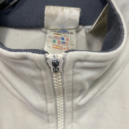 90s　adidas　アディダス　ベロアトラックジャケット/ジャージ　パフォーマンスロゴ　ヴィンテージ　白　ホワイト　Mサイズ