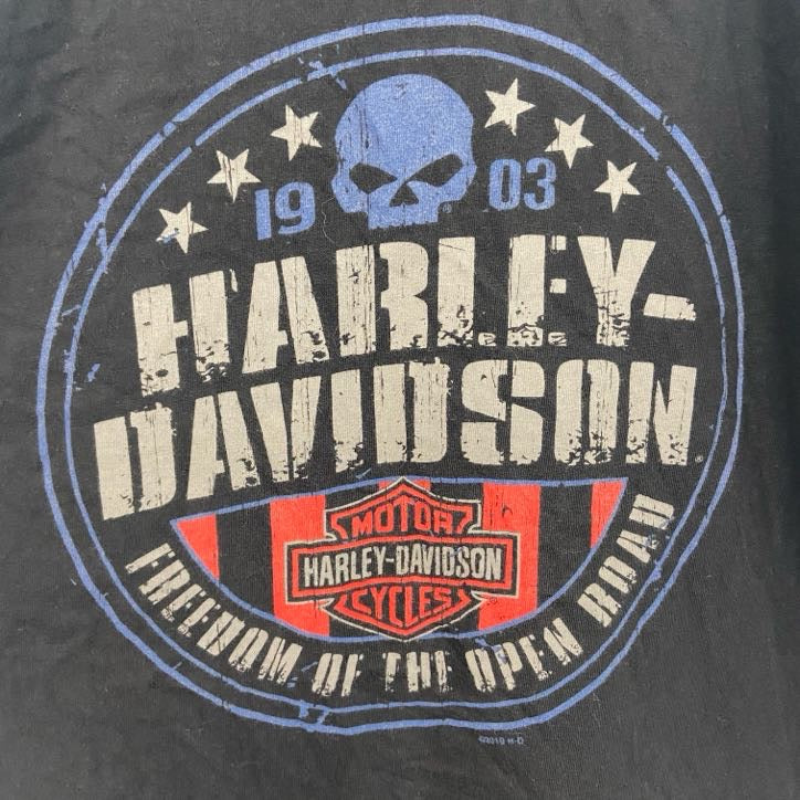 古着 used　HARLEY DAVIDSON　ハーレーダビッドソン　半袖両面プリントTシャツ　USA製　黒　ブラック　Lサイズ