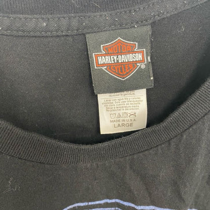 古着 used　HARLEY DAVIDSON　ハーレーダビッドソン　半袖両面プリントTシャツ　USA製　黒　ブラック　Lサイズ