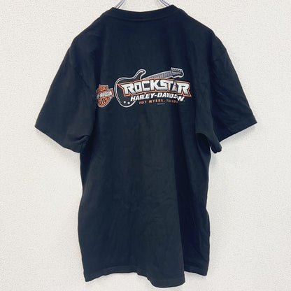 古着 used　HARLEY DAVIDSON　ハーレーダビッドソン　半袖両面プリントTシャツ　USA製　黒　ブラック　Lサイズ
