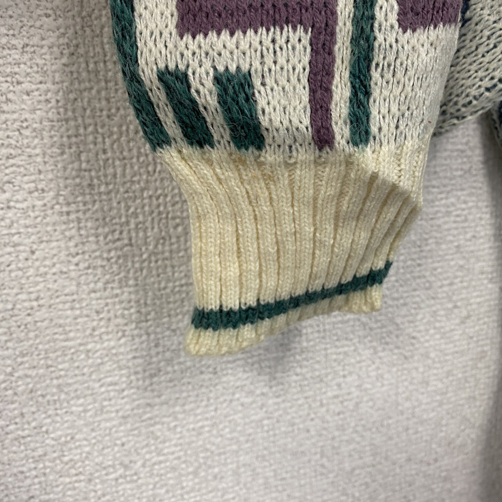 ～90s　HENNESSY　アクリルニットセーター　ヴィンテージ　総柄　マルチカラー　Mサイズ　古着