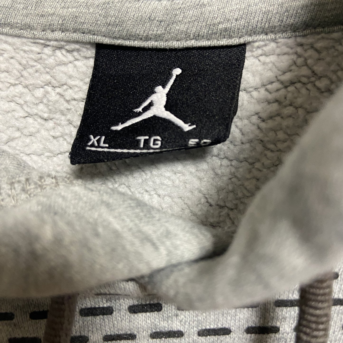 古着 used JORDAN ジョーダン　長袖デザインプリントパーカー　フーディー　ラグラン　ジャンプマンロゴ　グレー　XLサイズ