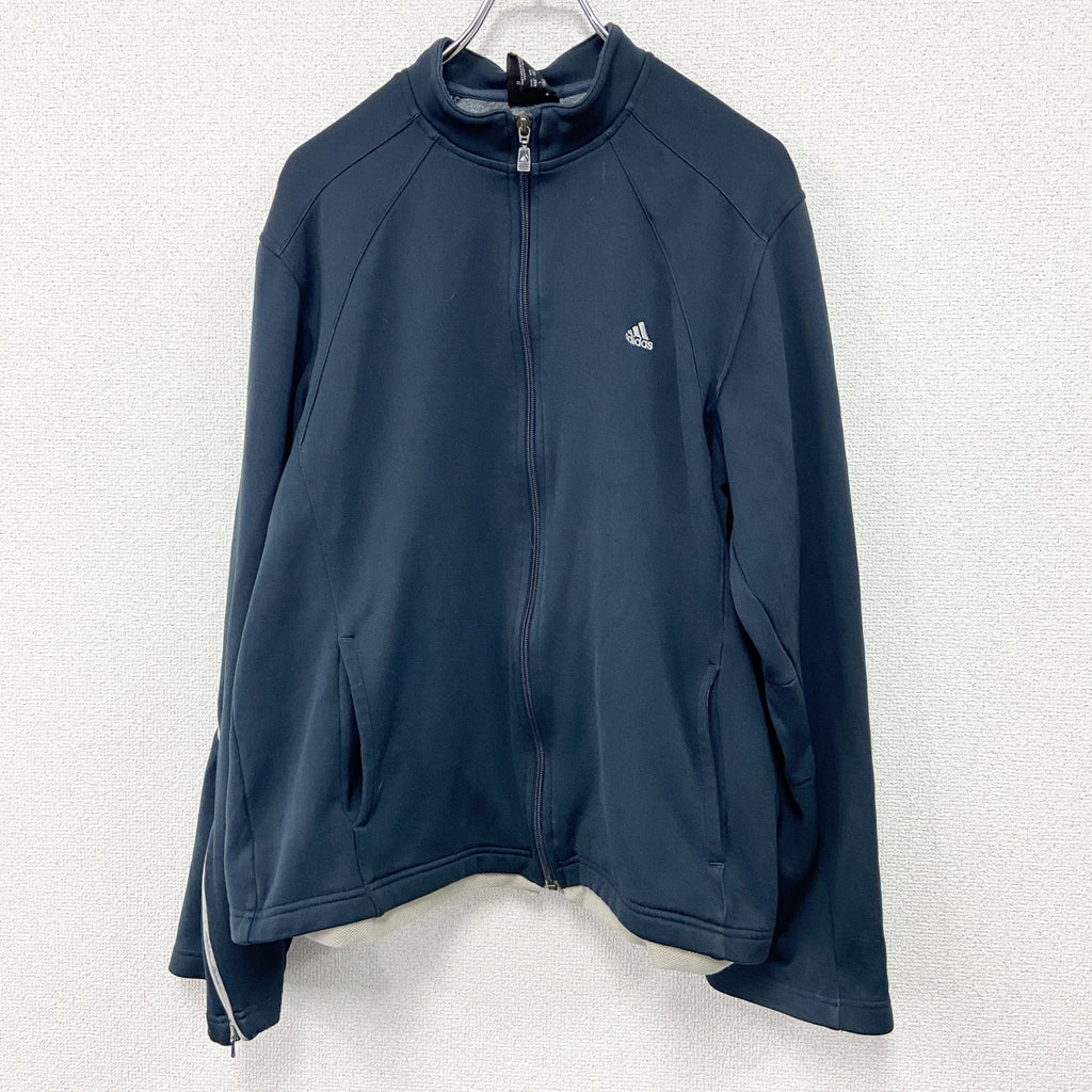 00s　adidas　アディダス　トラックジャケット/ジャージ　袖フレア　パフォーマンスロゴ　ヴィンテージ　黒　ブラック　Lサイズ　古着