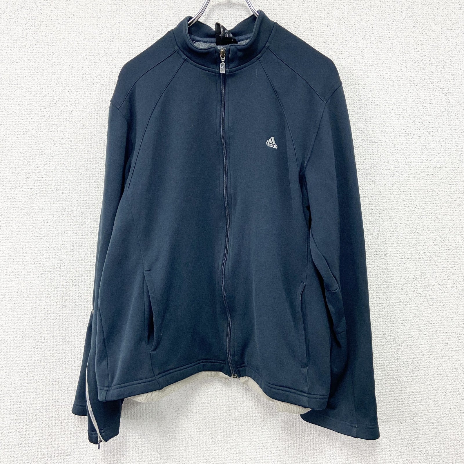 00s　adidas　アディダス　トラックジャケット/ジャージ　袖フレア　パフォーマンスロゴ　ヴィンテージ　黒　ブラック　Lサイズ　古着