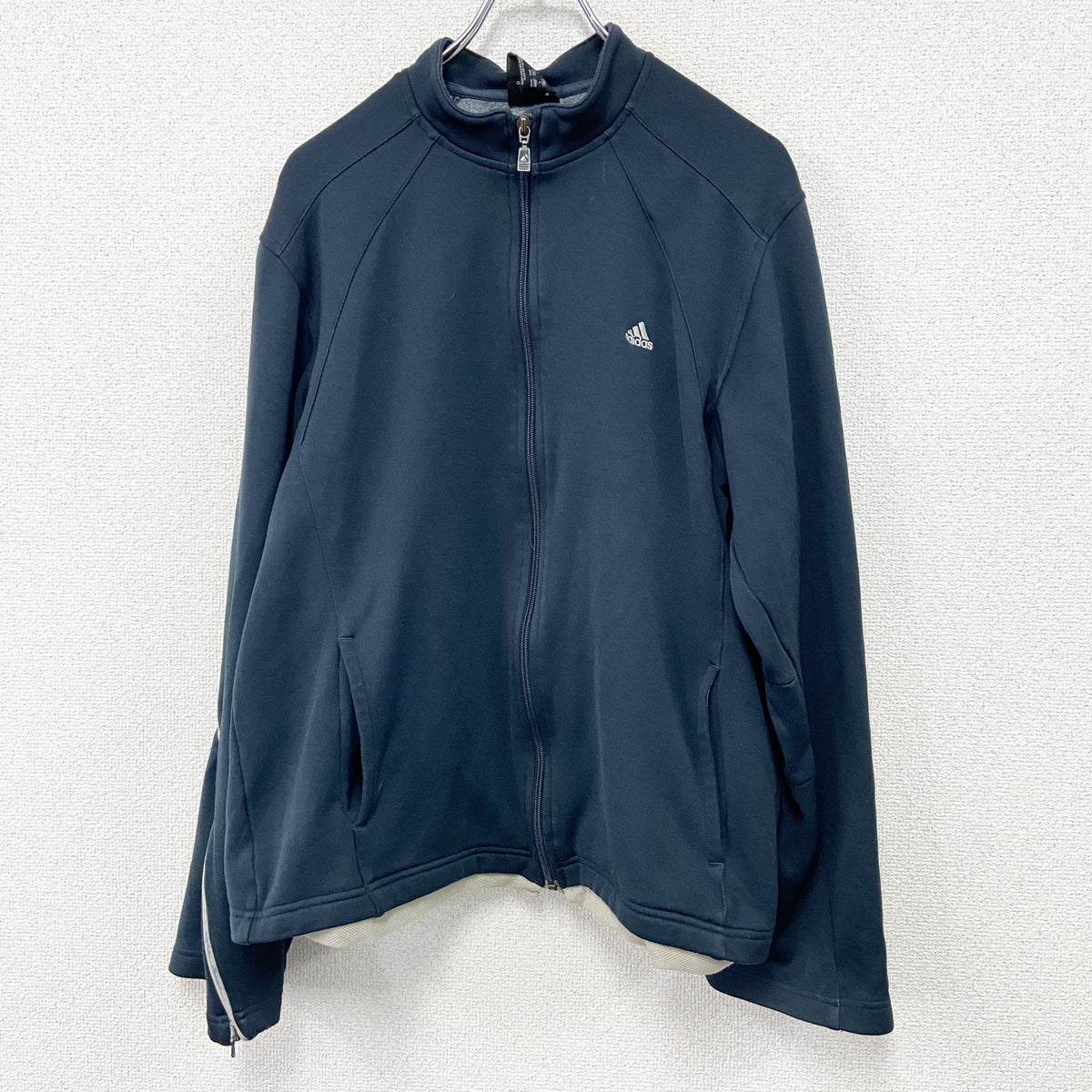 00s　adidas　アディダス　トラックジャケット/ジャージ　袖フレア　パフォーマンスロゴ　ヴィンテージ　黒　ブラック　Lサイズ　古着