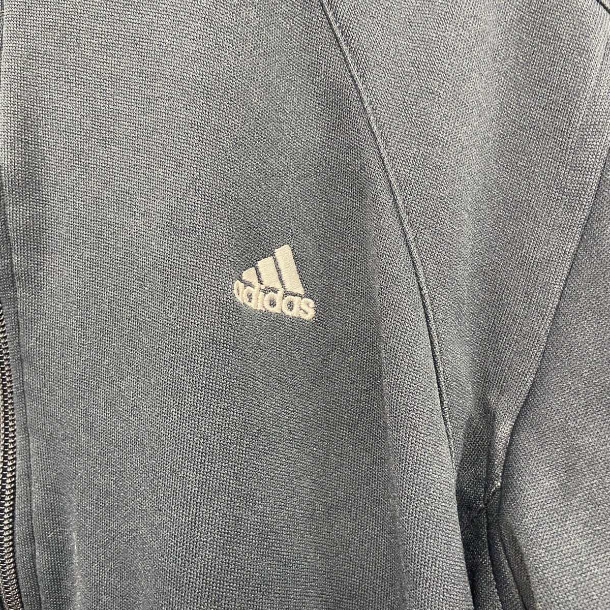 00s　adidas　アディダス　トラックジャケット/ジャージ　袖フレア　パフォーマンスロゴ　ヴィンテージ　黒　ブラック　Lサイズ　古着