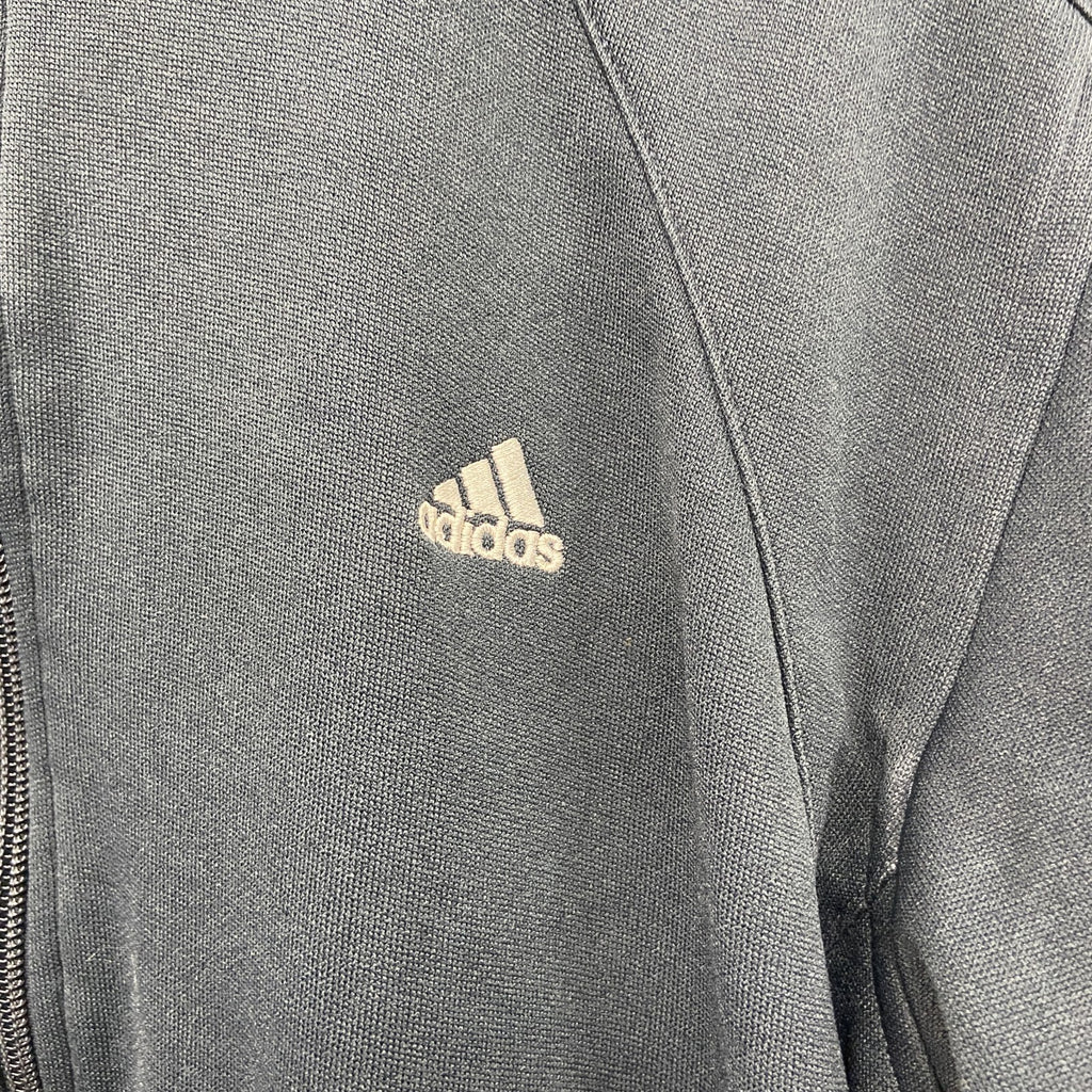 00s　adidas　アディダス　トラックジャケット/ジャージ　袖フレア　パフォーマンスロゴ　ヴィンテージ　黒　ブラック　Lサイズ　古着