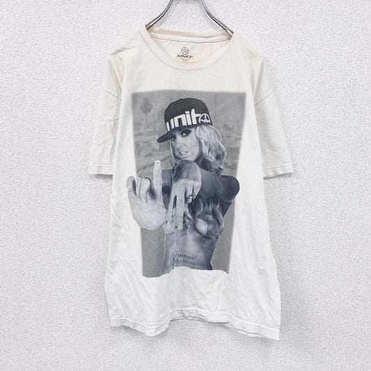 UNIT　半袖プリントTシャツ　ビッグプリント　白　ホワイト　