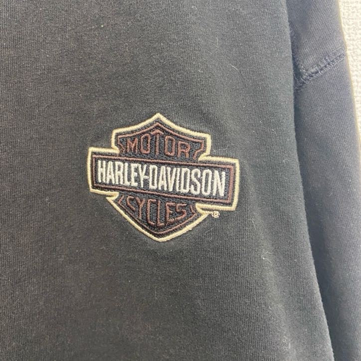 古着 used　HARLEY DAVIDSON　ハーレーダビッドソン　長袖両面プリントTシャツ　黒　ブラック　Lサイズ