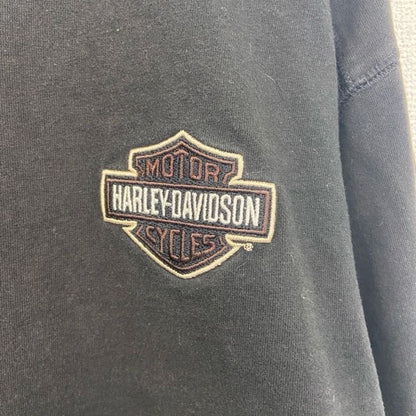 古着 used　HARLEY DAVIDSON　ハーレーダビッドソン　長袖両面プリントTシャツ　黒　ブラック　Lサイズ