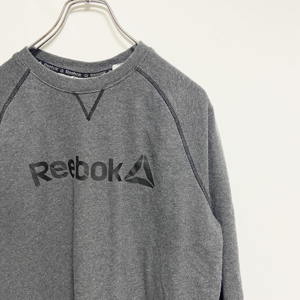Reebok リーボック　長袖ロゴプリントスウェット　トレーナー　ラグラン袖　レトロデザイン　グレー　灰色　Mサイズ　古着