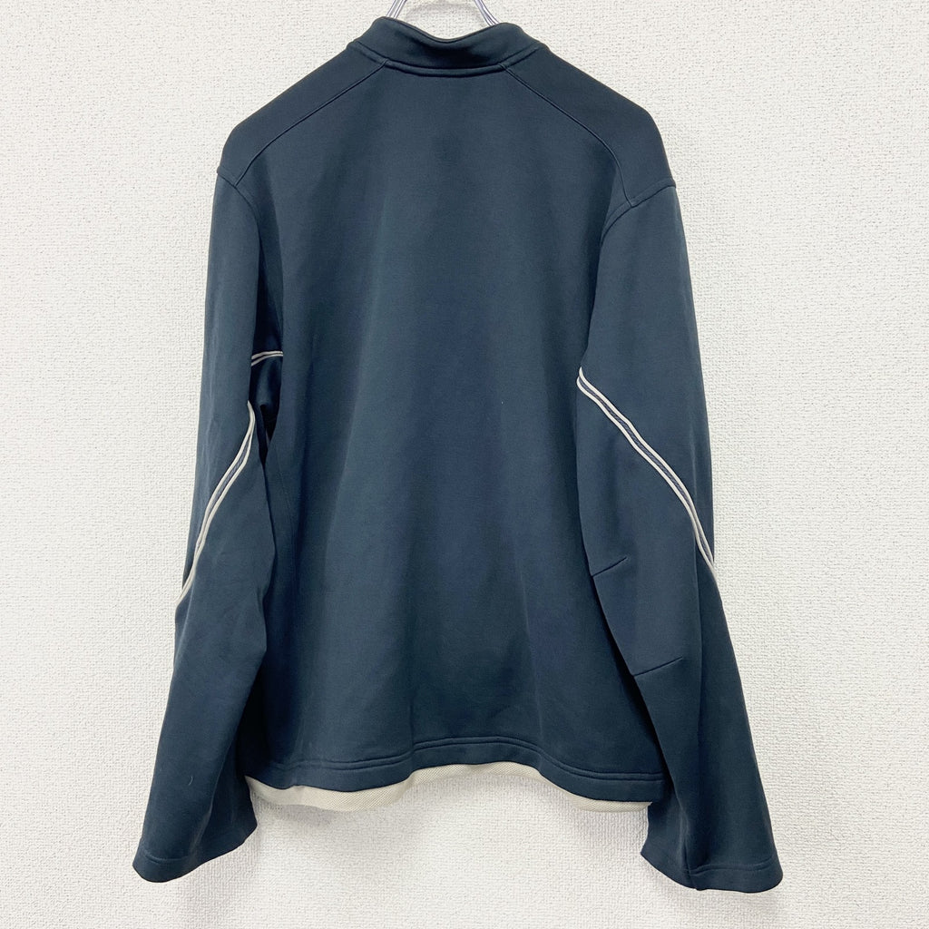 00s　adidas　アディダス　トラックジャケット/ジャージ　袖フレア　パフォーマンスロゴ　ヴィンテージ　黒　ブラック　Lサイズ　古着