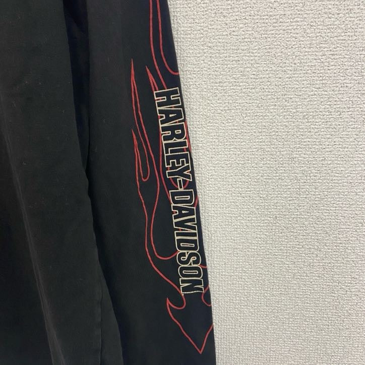 古着 used　HARLEY DAVIDSON　ハーレーダビッドソン　長袖両面プリントTシャツ　黒　ブラック　Lサイズ