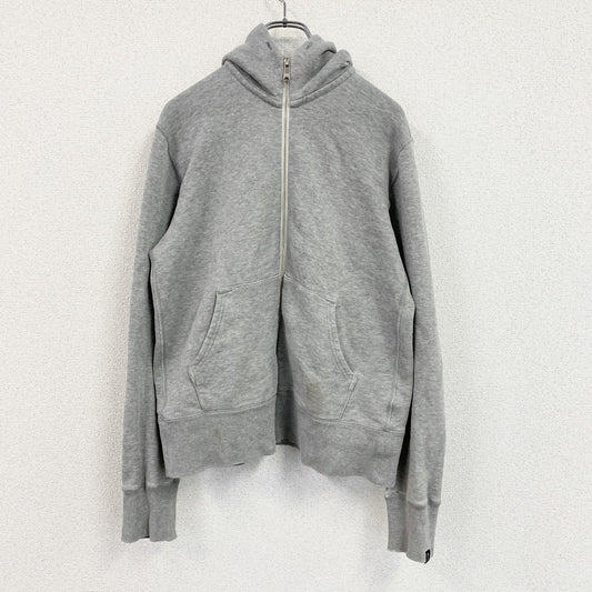 MHL.　エムエイチエル　LOOPWHEELER　ループウィラー　フルジップスウェットパーカー　ダブルジップ　グレー　Lサイズ