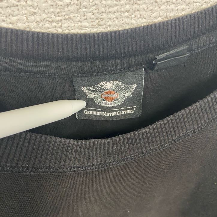 古着 used　HARLEY DAVIDSON　ハーレーダビッドソン　長袖両面プリントTシャツ　黒　ブラック　Lサイズ