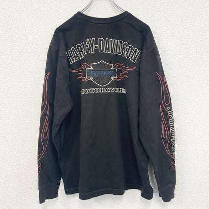 古着 used　HARLEY DAVIDSON　ハーレーダビッドソン　長袖両面プリントTシャツ　黒　ブラック　Lサイズ