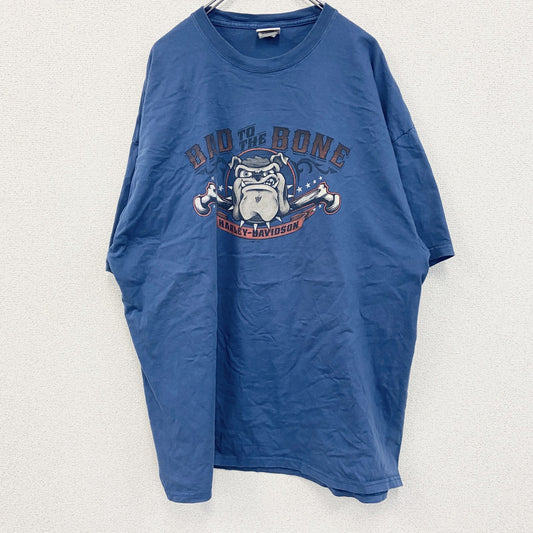 古着 used　HARLEY DAVIDSON　ハーレーダビッドソン　半袖両面プリントTシャツ　青　ブルー　3XL