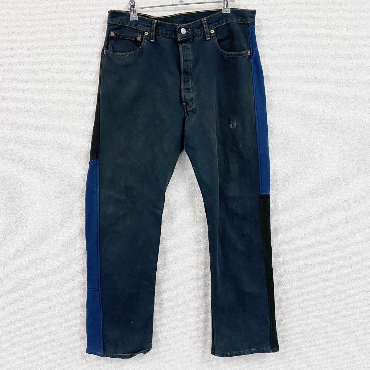 Levi's　リーバイス　502　切り替えスウェットパンツ　ボタンフライ　黒　ブラック　青　ブルー　36サイズ　古着