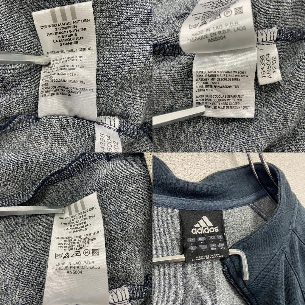 00s　adidas　アディダス　トラックジャケット/ジャージ　袖フレア　パフォーマンスロゴ　ヴィンテージ　黒　ブラック　Lサイズ　古着
