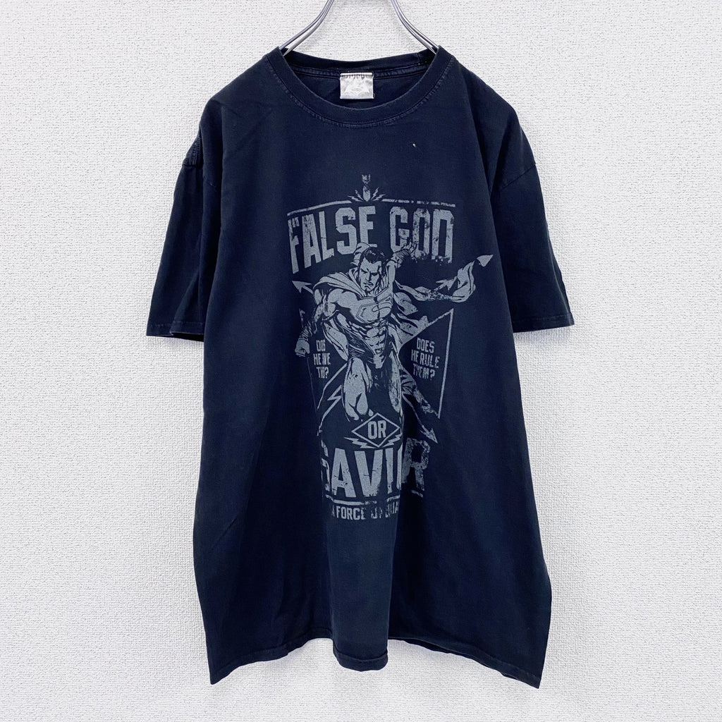 GILDAN　ギルダン　スーパーマン　半袖プリントTシャツ　DCコミックス　ムービーT　黒　ブラック　　　古着