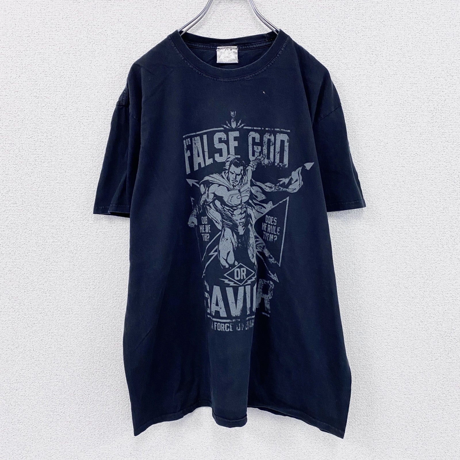 GILDAN　ギルダン　スーパーマン　半袖プリントTシャツ　DCコミックス　ムービーT　黒　ブラック　　　古着