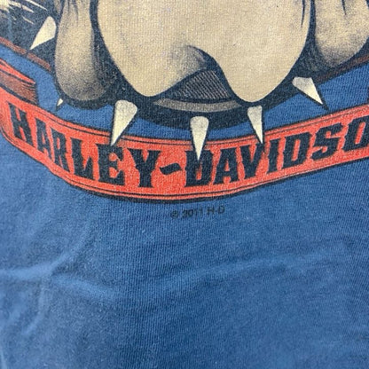 古着 used　HARLEY DAVIDSON　ハーレーダビッドソン　半袖両面プリントTシャツ　青　ブルー　3XL