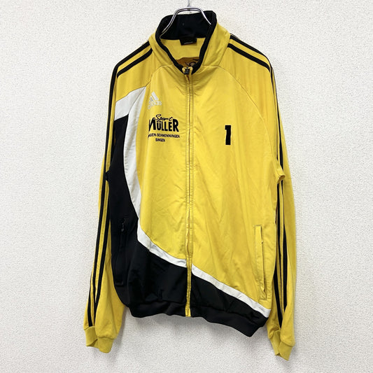 00s　adidas　アディダス　トラックジャケット/ジャージ　デカロゴ　ヴィンテージ　黄色　イエロー　186サイズ