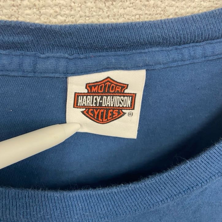 古着 used　HARLEY DAVIDSON　ハーレーダビッドソン　半袖両面プリントTシャツ　青　ブルー　3XL