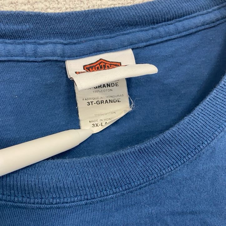 古着 used　HARLEY DAVIDSON　ハーレーダビッドソン　半袖両面プリントTシャツ　青　ブルー　3XL