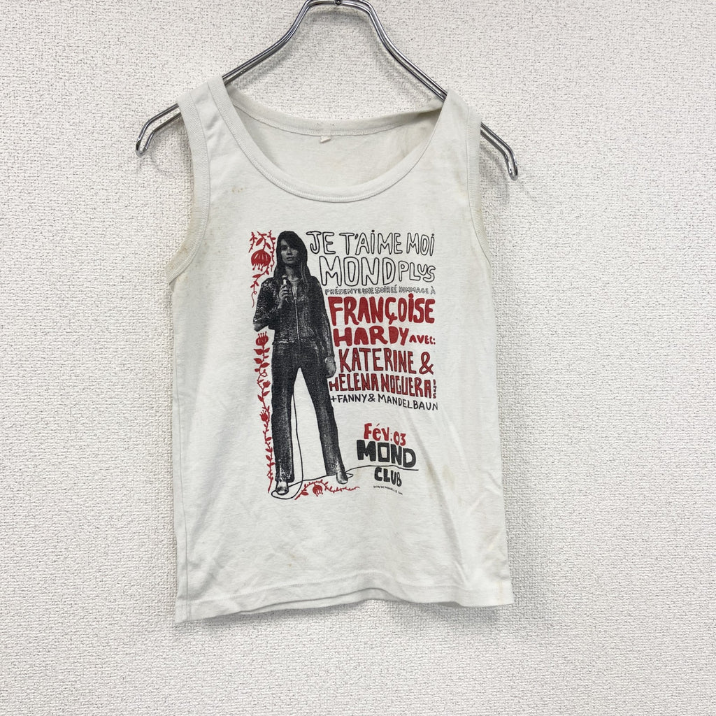 タンクトップ/ノースリーブ　シンガーT　FRANCOISE HARDY　白　ホワイト　Mサイズ　古着