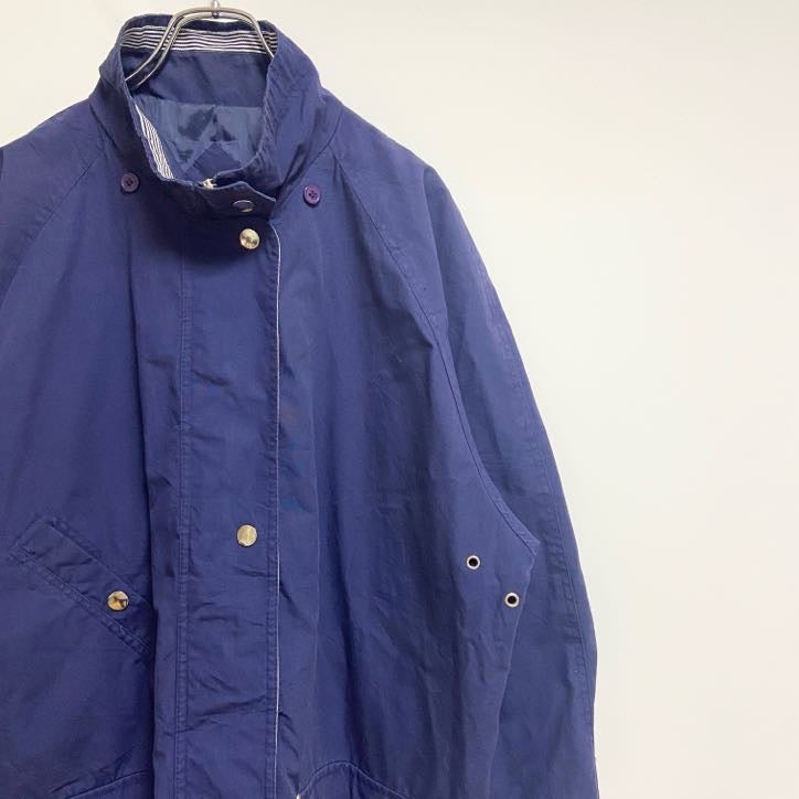 長袖ハイネックブルゾン　厚手アウター　コート　ネイビー　紺　秋冬服　レトロ　ビッグシルエット　XLサイズ　古着