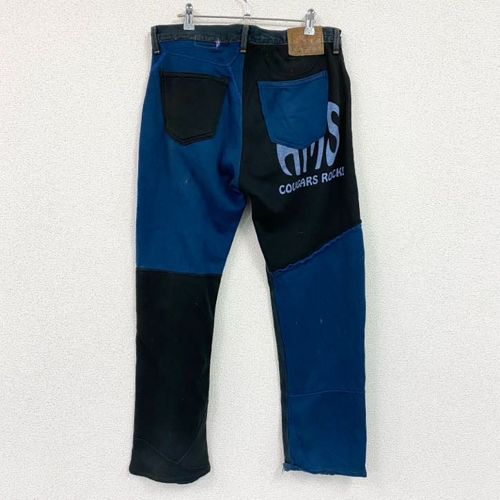 Levi's　リーバイス　502　切り替えスウェットパンツ　ボタンフライ　黒　ブラック　青　ブルー　36サイズ　古着