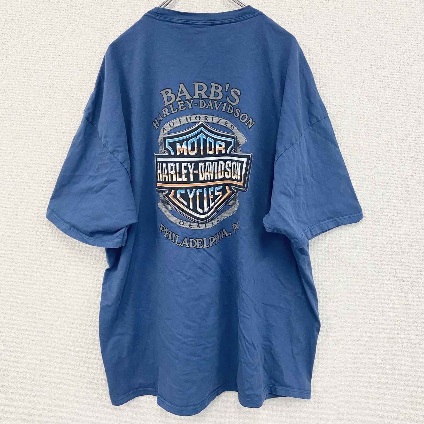 古着 used　HARLEY DAVIDSON　ハーレーダビッドソン　半袖両面プリントTシャツ　青　ブルー　3XL