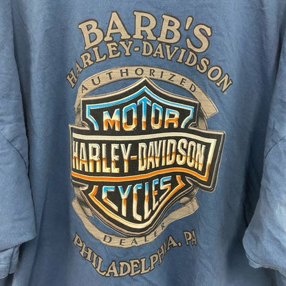 古着 used　HARLEY DAVIDSON　ハーレーダビッドソン　半袖両面プリントTシャツ　青　ブルー　3XL