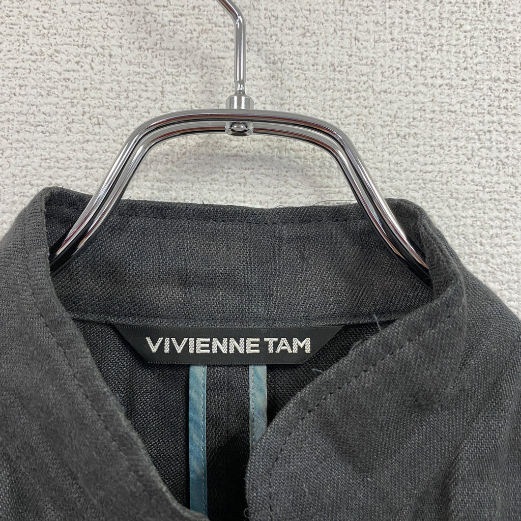 VIVIENNE TAM　ヴィヴィアンタム　スタンドカラーリネンジャケット　ダークグレー　1サイズ　古着