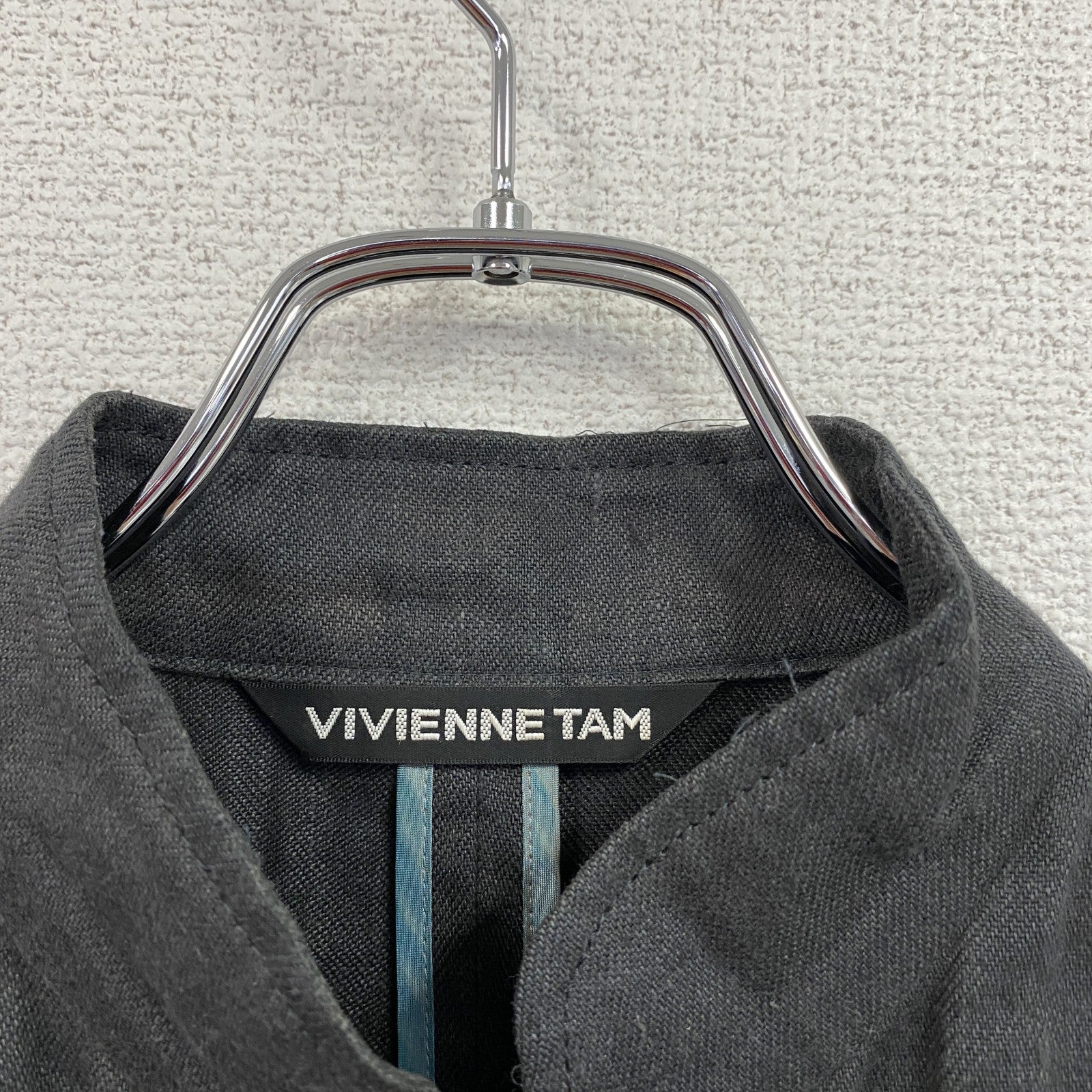 VIVIENNE TAM　ヴィヴィアンタム　スタンドカラーリネンジャケット　ダークグレー　1サイズ　古着