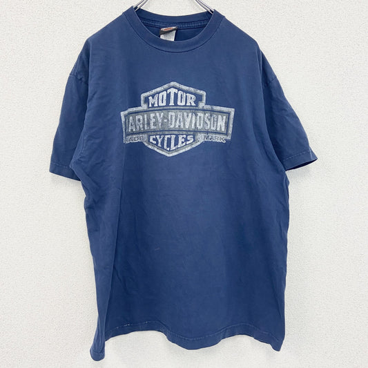 00s　HARLEY DAVIDSON　ハーレーダビッドソン　半袖両面プリントTシャツ　紺　ネイビー　XL