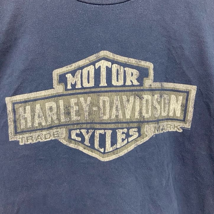 00s　HARLEY DAVIDSON　ハーレーダビッドソン　半袖両面プリントTシャツ　紺　ネイビー　XL