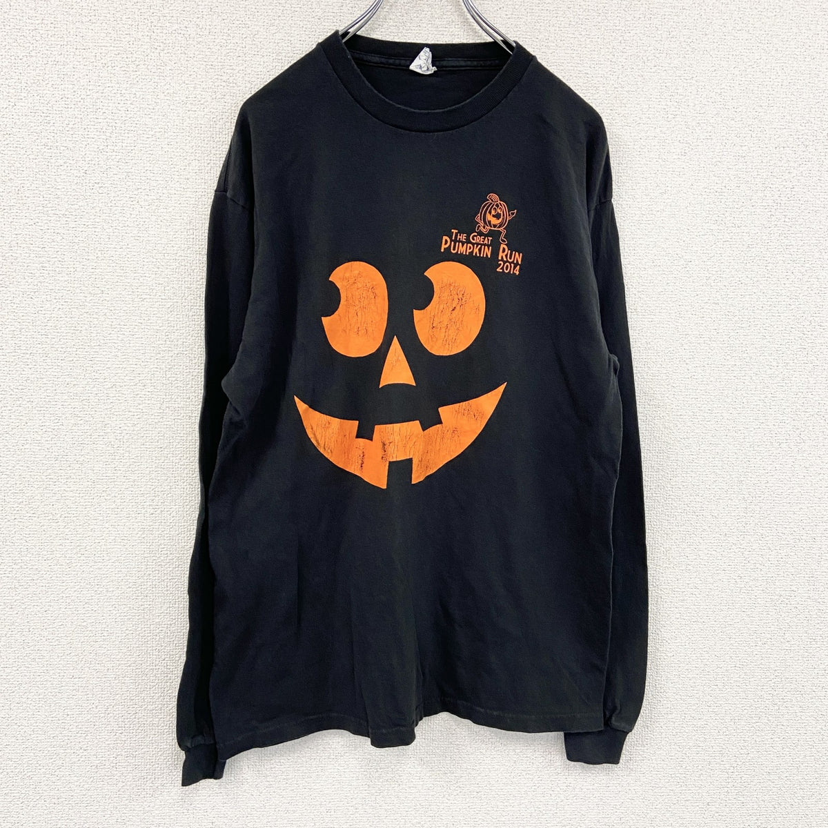 DELTA　長袖プリントTシャツ/ロンT　ハロウィン　両面プリント　黒　ブラック　Lサイズ　古着