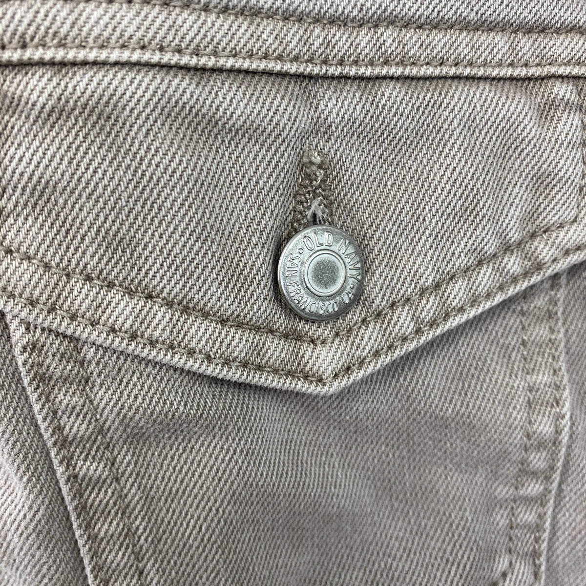 OLD NAVY　オールドネイビー　デニムジャケット/Gジャン　スカル　ベージュ　Mサイズ　古着