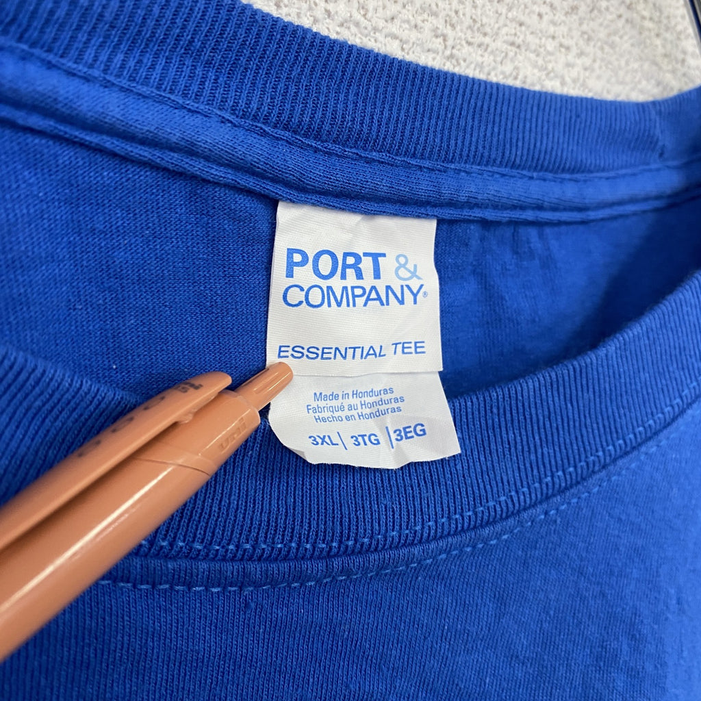 PORT&COMPANY　長袖プリントTシャツ　ロンT　バレーボール　コットン100％　青　ブルー　3XLサイズ　古着
