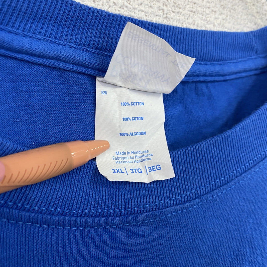 PORT&COMPANY　長袖プリントTシャツ　ロンT　バレーボール　コットン100％　青　ブルー　3XLサイズ　古着
