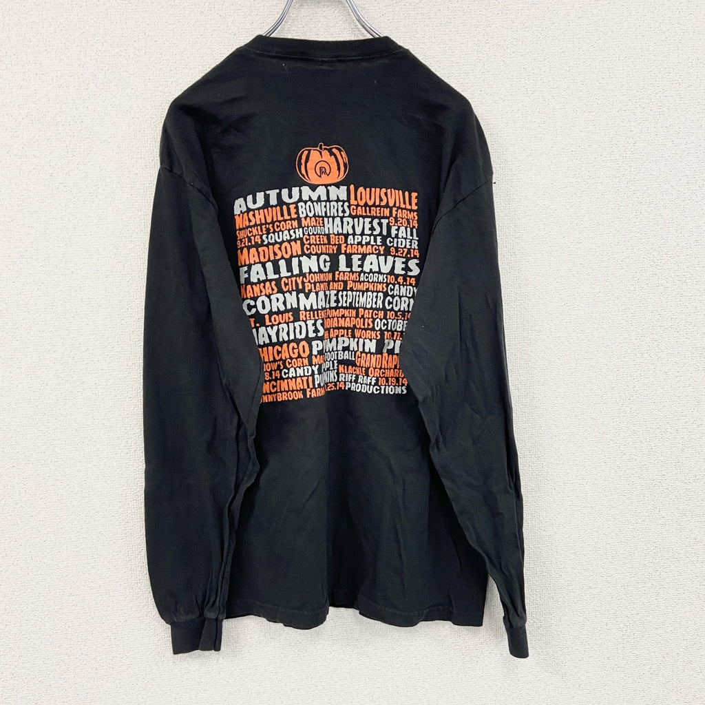 DELTA　長袖プリントTシャツ/ロンT　ハロウィン　両面プリント　黒　ブラック　Lサイズ　古着