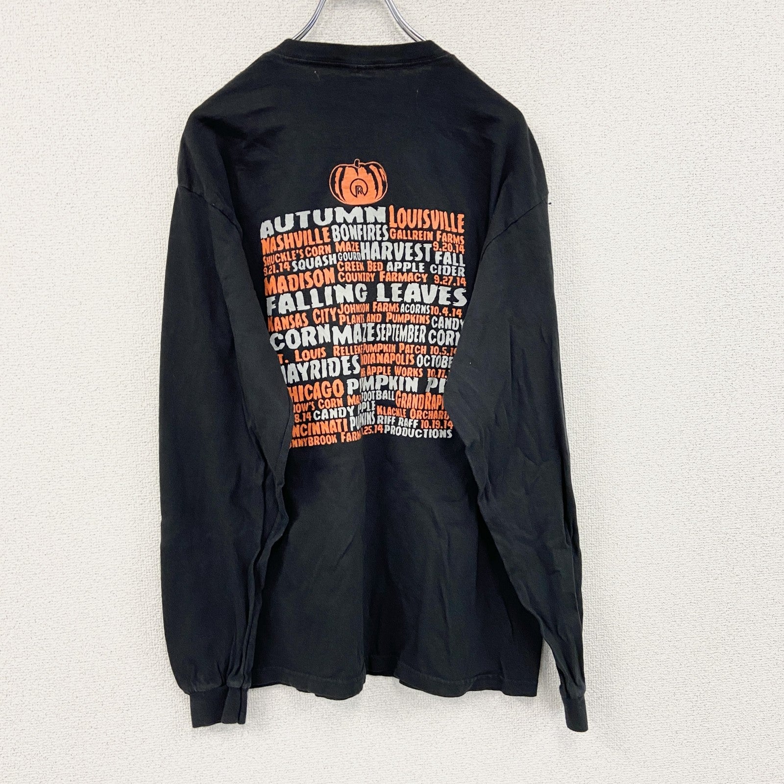 DELTA　長袖プリントTシャツ/ロンT　ハロウィン　両面プリント　黒　ブラック　Lサイズ　古着