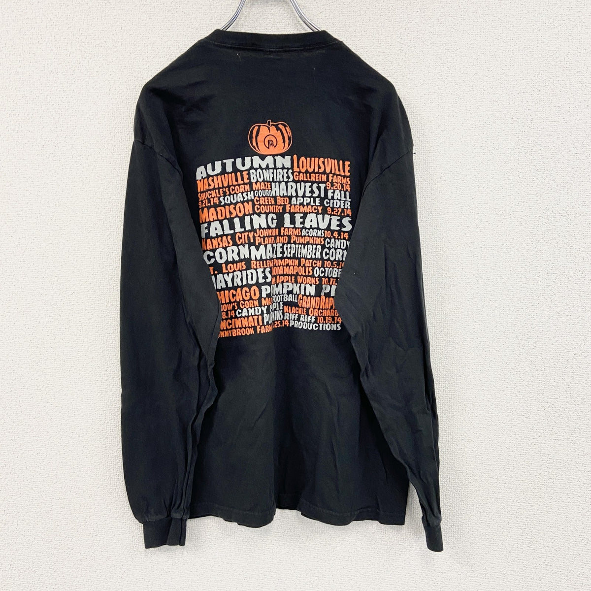 DELTA　長袖プリントTシャツ/ロンT　ハロウィン　両面プリント　黒　ブラック　Lサイズ　古着