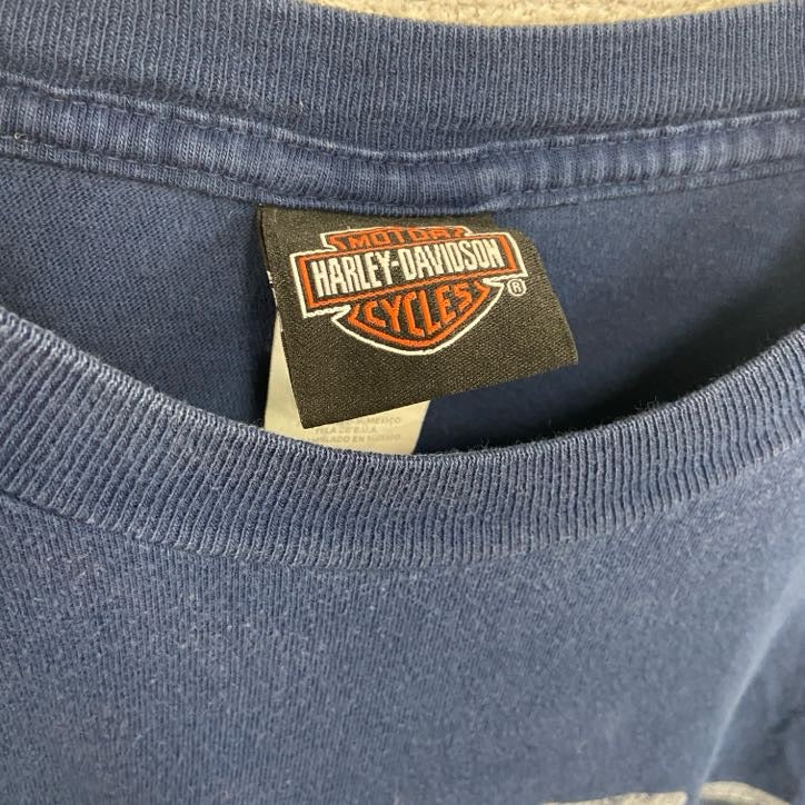 00s　HARLEY DAVIDSON　ハーレーダビッドソン　半袖両面プリントTシャツ　紺　ネイビー　XL