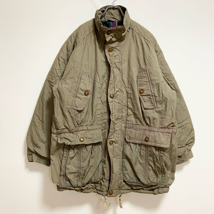 古着 used　IN CROWD　長袖ハイネックジャケット　厚手アウター　ベージュ　黄土色　秋冬服　ビッグシルエット　XLサイズ