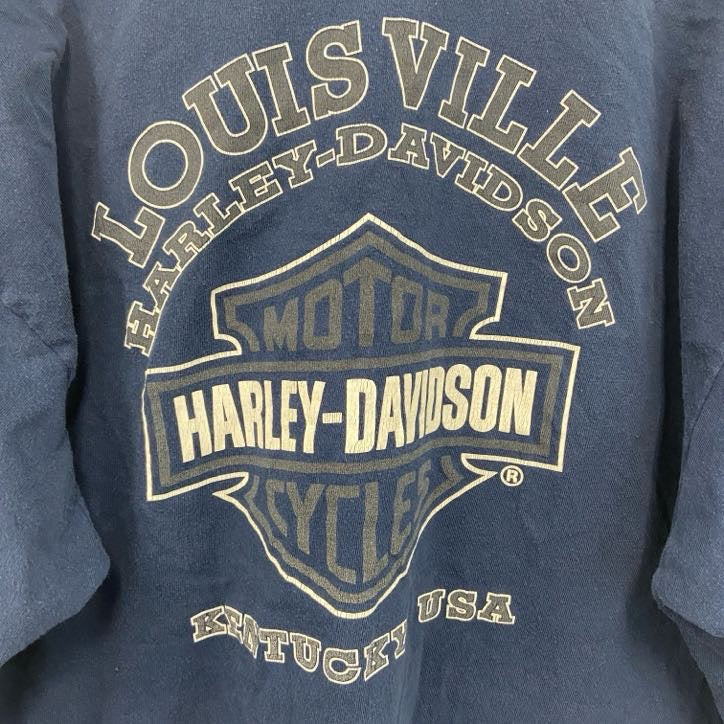 00s　HARLEY DAVIDSON　ハーレーダビッドソン　半袖両面プリントTシャツ　紺　ネイビー　XL